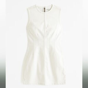 Abercrombie shell denim mini dress in cream